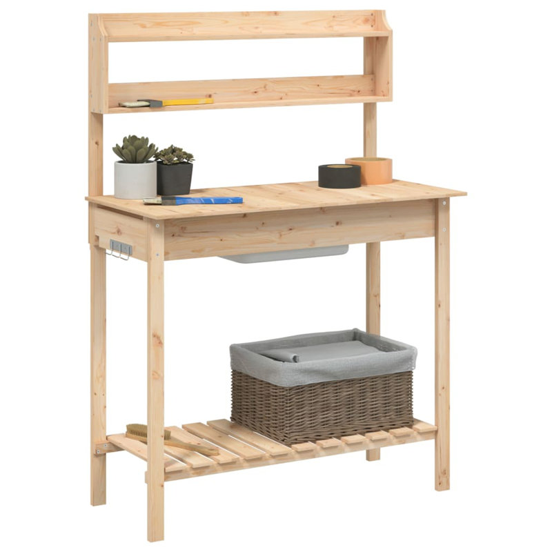 Braily Wood Potting Bench, Light brown