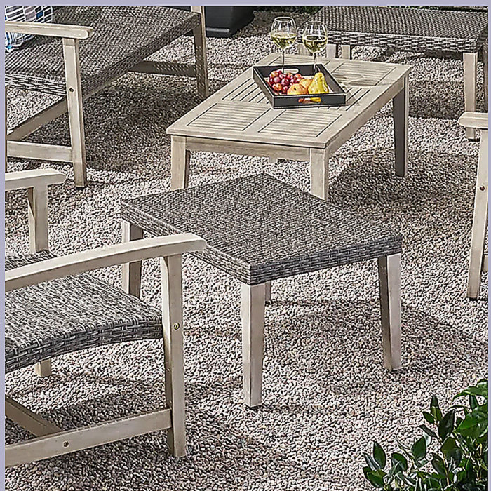 HAMPTON WOOD + WICKER OTTOMAN