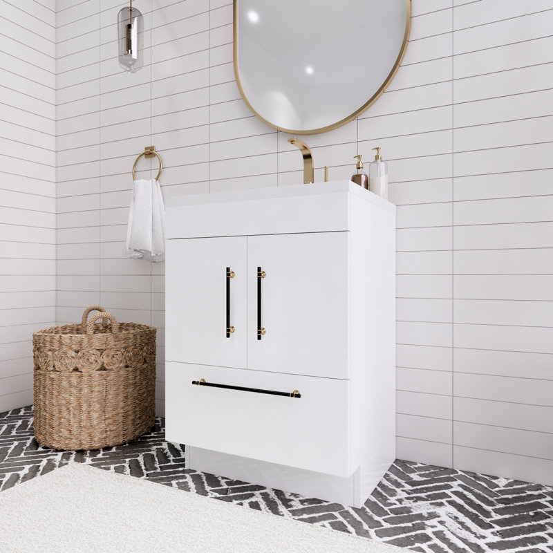 Spring Single Bathroom Vanity, White, 24"