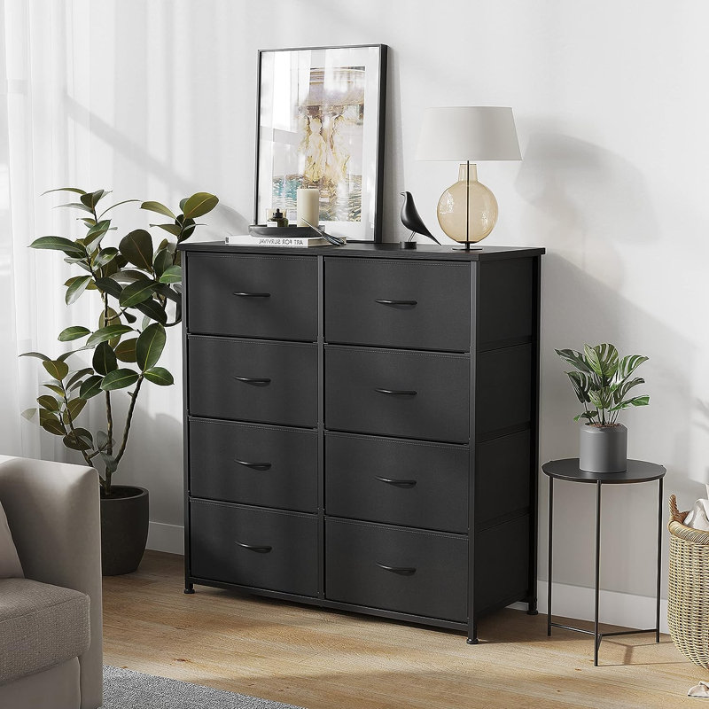 Commode 8 tiroirs Dyonisia, Noir foncé