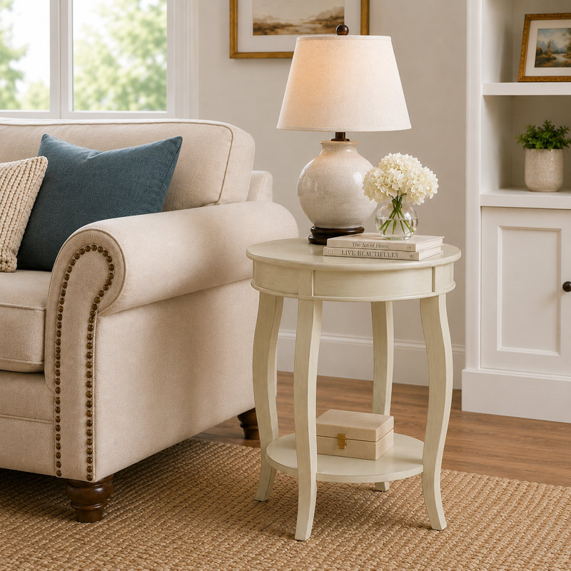 Table d'appoint ACME Aberta, blanc antique, Blanc