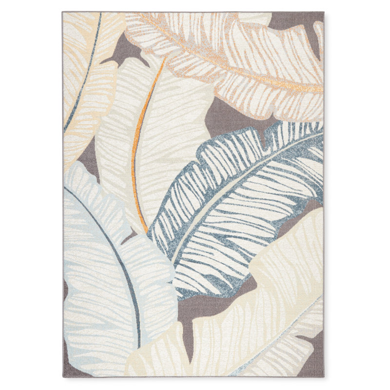 TOMMY BAHAMA Cay Palm Fronds Indoor Outdoor Area Rug Grey/Multi, Rectangle 7'10" x 10'2"