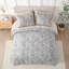 Ensemble de couette rayée 7 pièces en microfibre grise toutes saisons