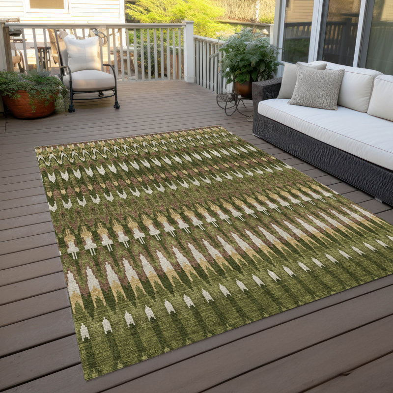 Washable Abstract Indoor / Outdoor Rug, Rectangle 3' x 5'