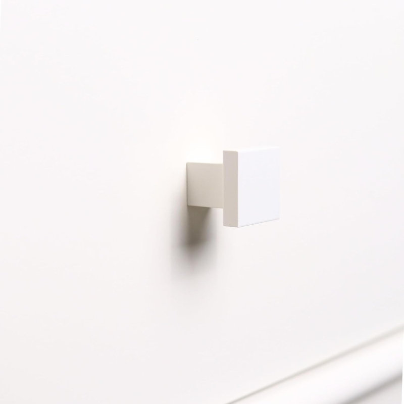 ROUS Hardware Art Deco Square Knob, Snow (White)