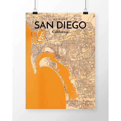 San Diego City Map - No Frame Print