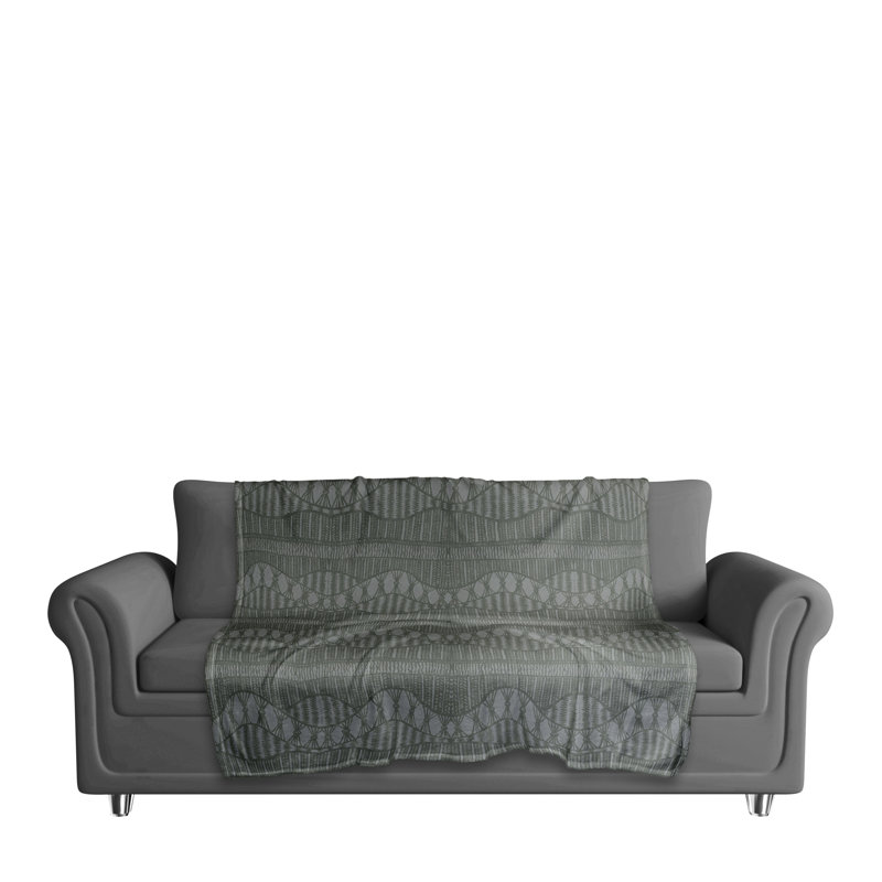 Jeté en molleton dentelle, Noir anthracite