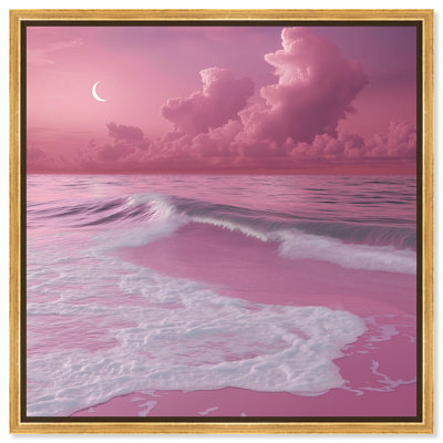 Pink Beach Canvas Glam Beach Art by Art Remedy