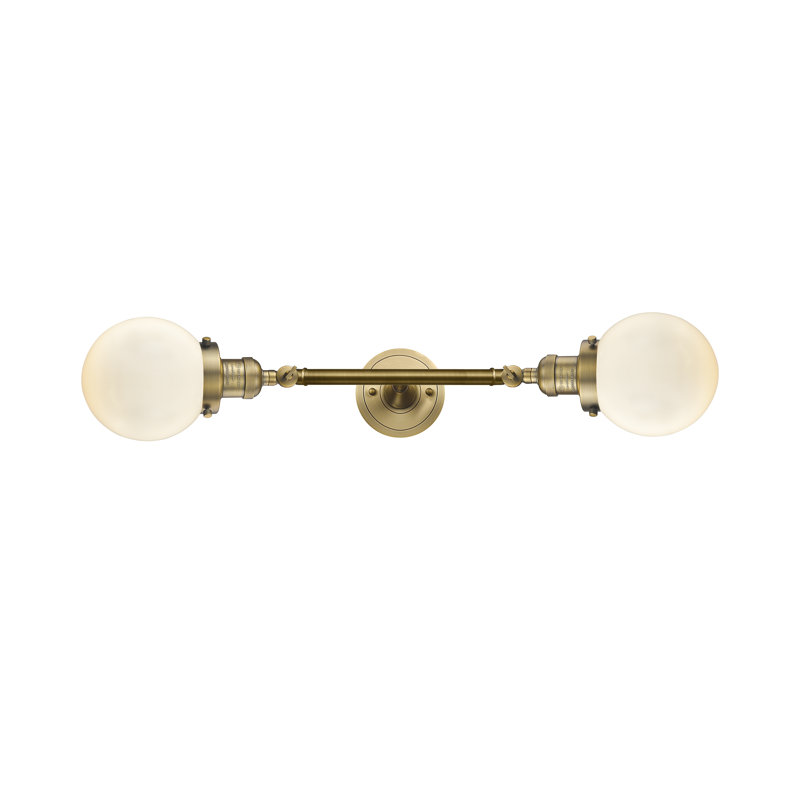 Éclairage pour salle de bain 2 lumières Funkhouse Vintage, Boîtier blanc mat, Laiton brossé, Incandescent
