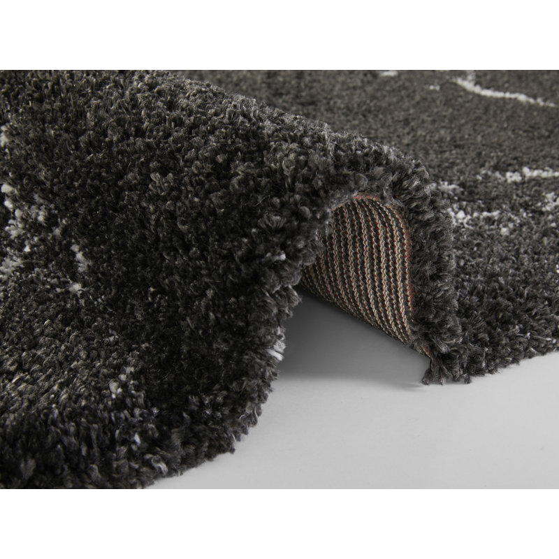 Mayrin Design High Pile Shaggy Black/White Rug, Rectangle 120 x 170cm