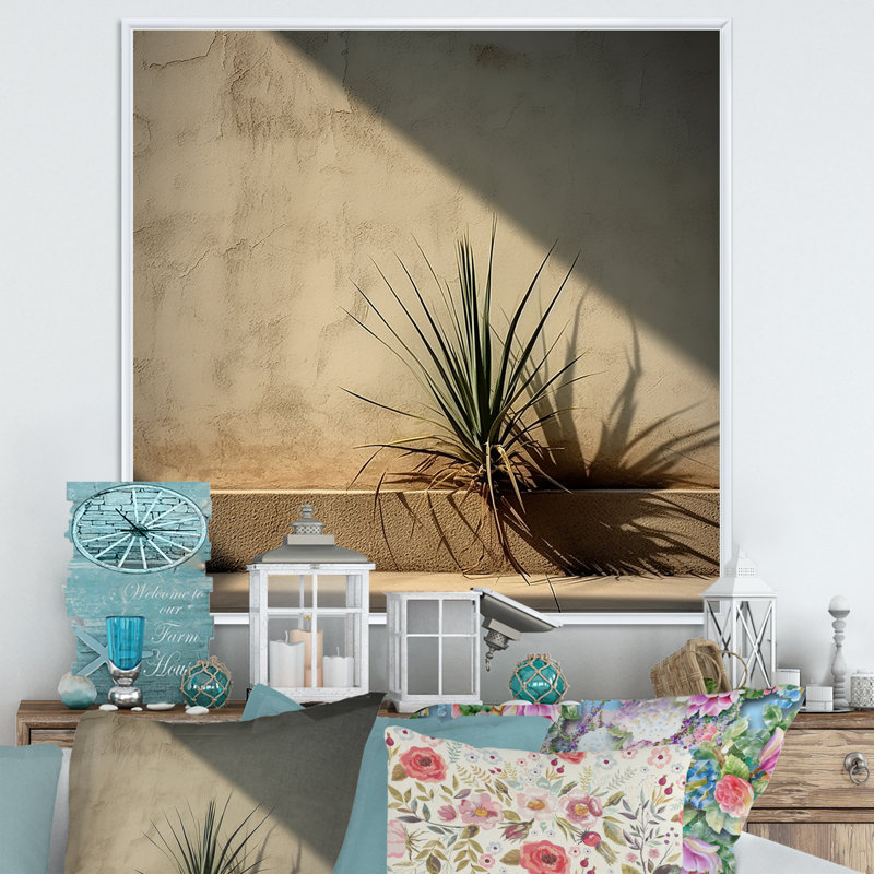 Plantes de minimalisme sur toile, H 24 po x l 24 po x P 1 po, Cadre flottant blanc