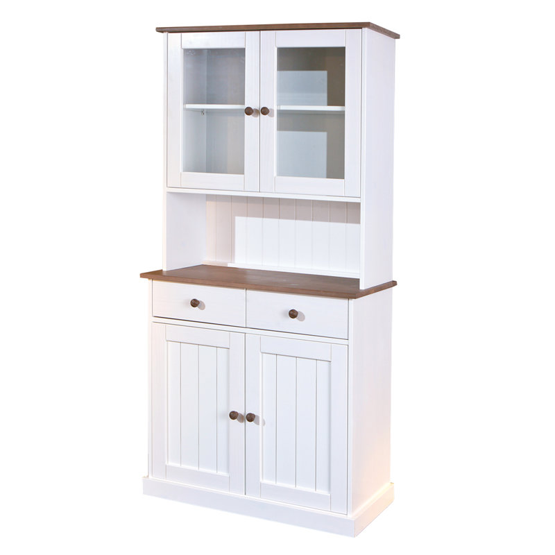 Pierro Hutch Cabinet, White/Sepia/Brown