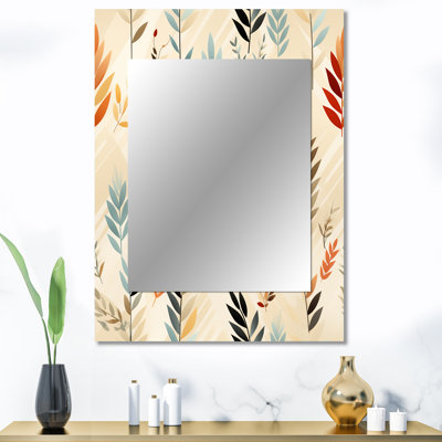 Motif de fougères Bishan doux beige chaud brun - miroir floral, miroir mural Cottage unique, impression d'art en métal