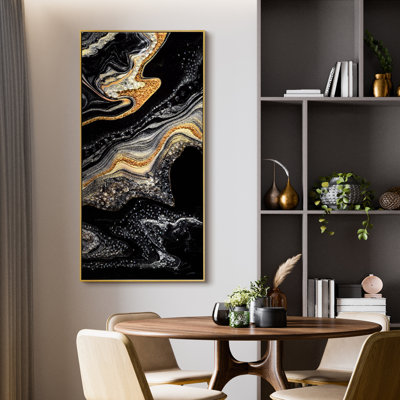 Toile abstraite dorée II Crystallus