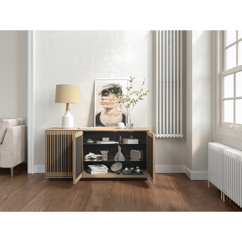 Profile 3-Door Media Storage Console, Washed Oak