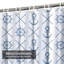 Rideau de douche imperméable rayé marine avec 12 crochets-835743266