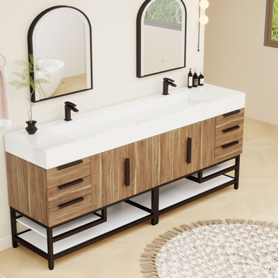 Jessica 84'' Single Bathroom Vanity with Stone Top