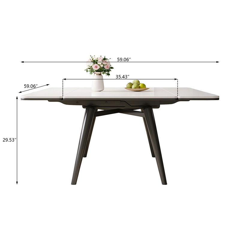 Table de salle à manger Sintered Stone, H 29,53 po x L 59,06 po x l 59,06 po
