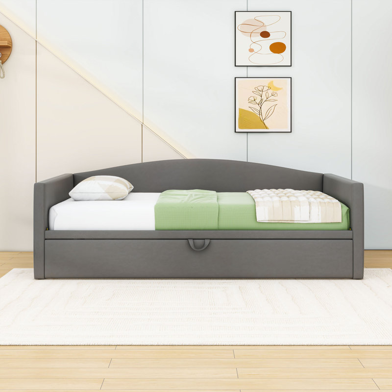 Twin Daybed with Pop-Up Trundle, Gray