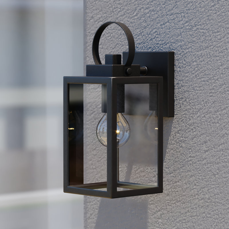 Lanterne murale d'extérieur Jazline, H 12,25 po x l 5 po x P 6,5 po, Noir, noir, noir, noir