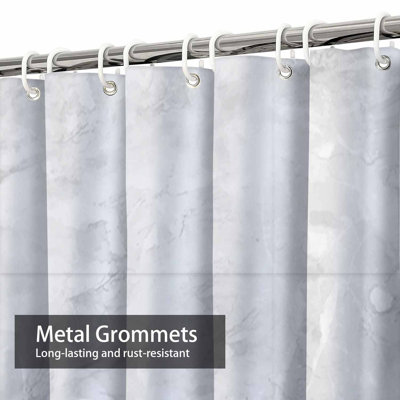 Waterproof Seamless Marble Texture StoneHaven Shower Curtain with 12 Hooks