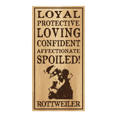 Panneau vertical en bois gâté Rottweiller