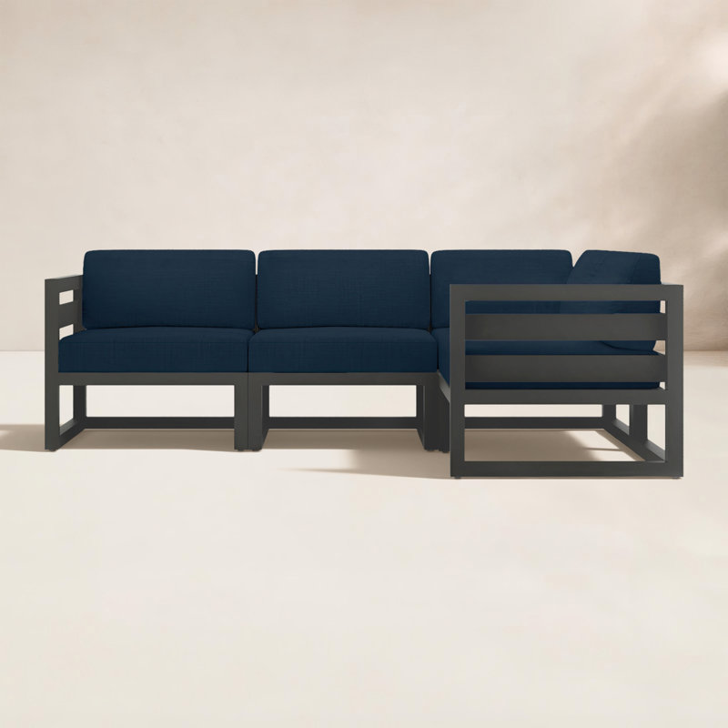 Avion 4 Piece Sectional Set, Spectrum Indigo Sunbrella®, Slate