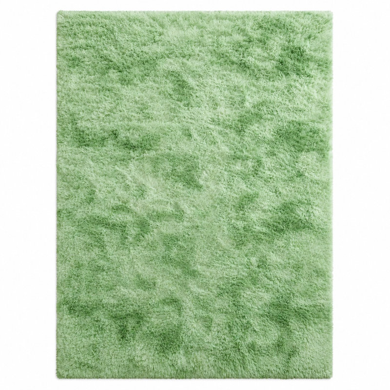 Antonije Tie Dye Shag Area Rug, Rectangle 4' x 6', Light Green