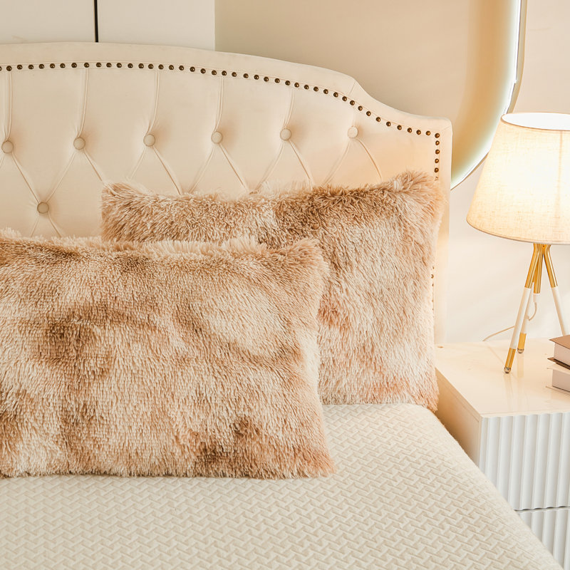 Ensemble de housse de couette à poils longs EMME pelucheux 2/3 pièces Ensemble de literie de luxe, Brun