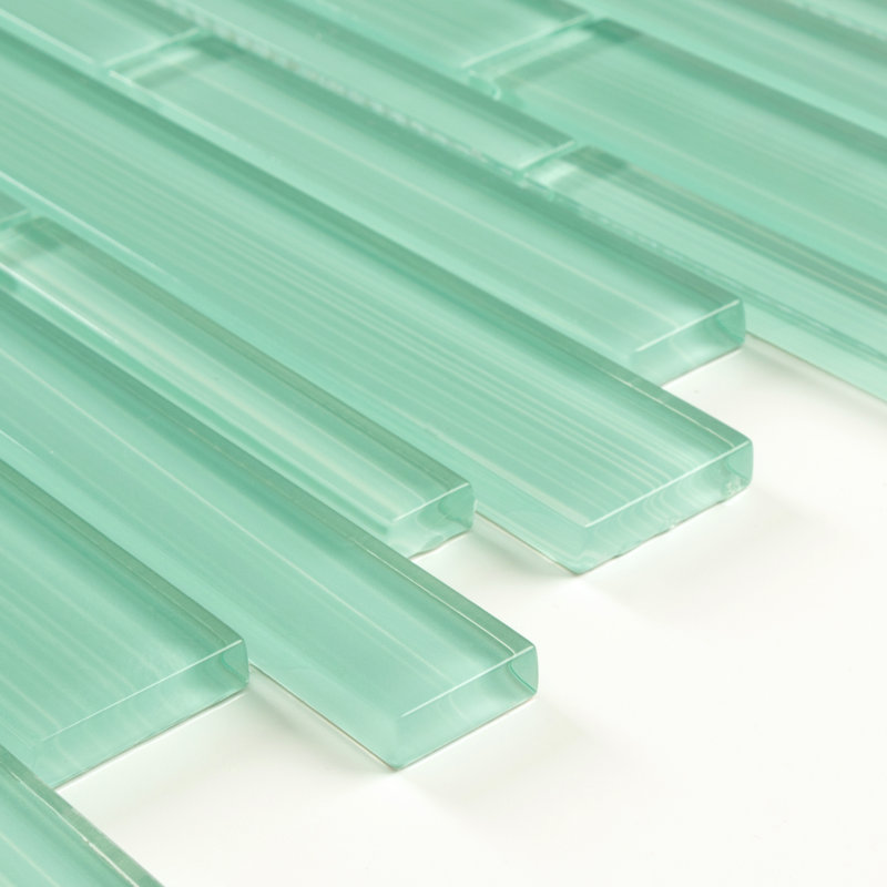 Carreau de mosaïque linéaire en verre peint à la main de qualité supérieure, Menthe