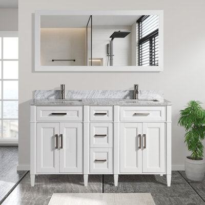 Ensemble de meuble-lavabo double 60 po avec miroir Monadnock