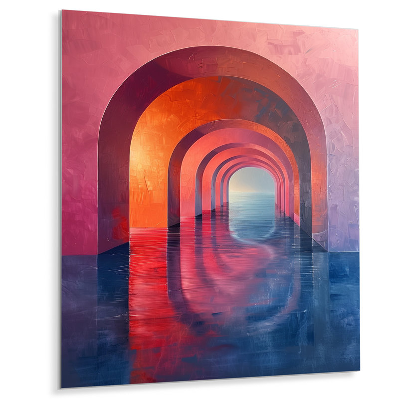 Tunnels d'univers soutenus rose et bleu, Sans cadre, métal, H 16 po x l 32 po