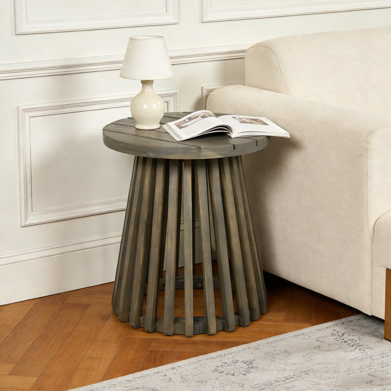 Table d'appoint d'extérieur en bois d'acacia, Gris