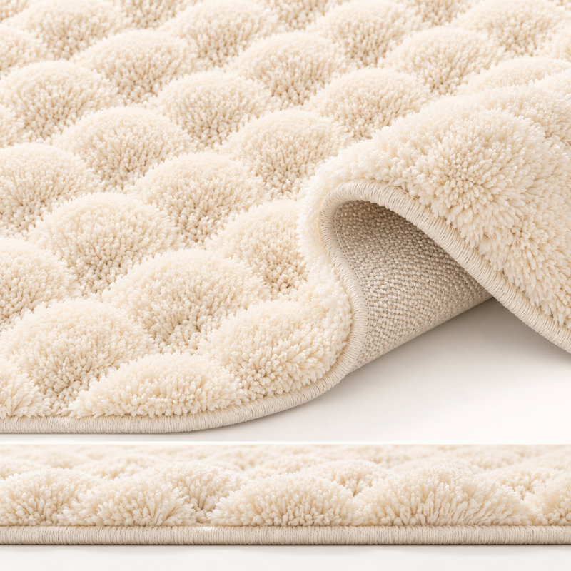 Aspire Homeware Beige Bubble Texture Area Rug, BEIGE, 60x110cm