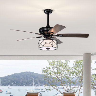 Ventilateur de plafond 25,98 po avec ensemble d'éclairage Louvinia