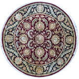 Hand-Knotted High-Quality Red and Black Round Area Rug