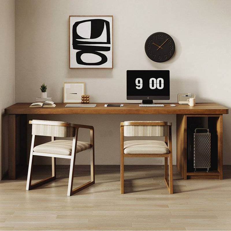 Bureau d'écriture rectangulaire en bois massif foncé noyer foncé, H 29,53 po x l 62,99 po x l 23,62 po