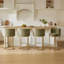 Tabouret de bar rotin en velours moderne avec repose-pieds, mousse haute résilience et base en métal à 360 °-131456456