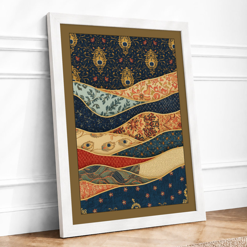 Layered Textile Composition Eclectic - Framed Print, A1 - 84.1 x 59.4 cm, White