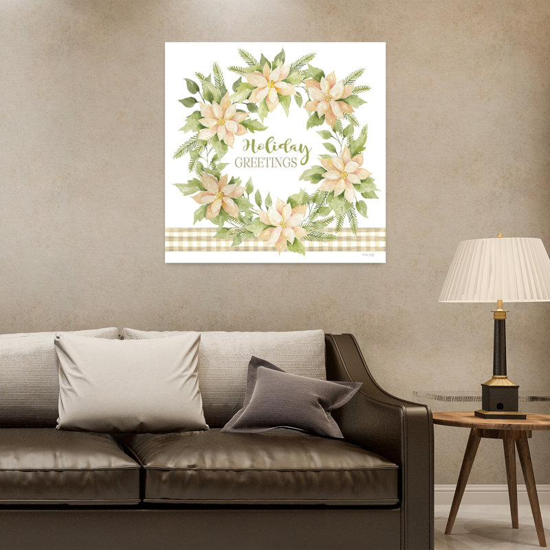 Fête des fêtes, art de poinsettia contemporain, H 32 po x l 32 po