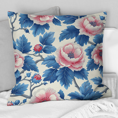 Coussin décoratif bleu avec fleurs bleues et fleurs II