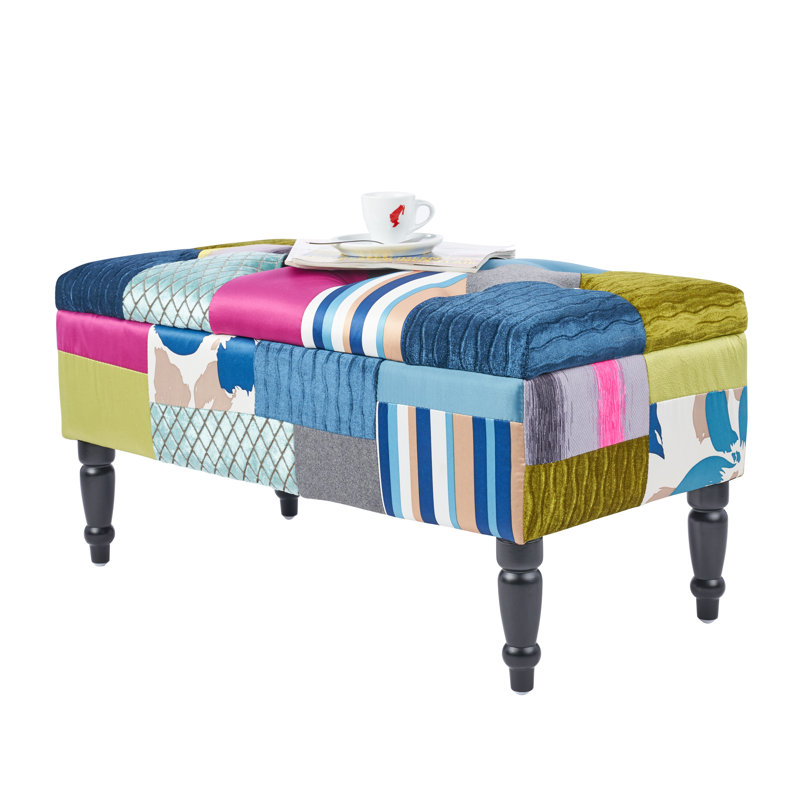 Polyester Blend Upholstered Storage Bench