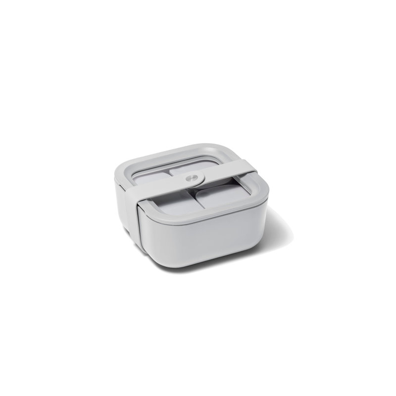 4.4 Cup Glass Food Container Square Shape W/ Lid, Gray