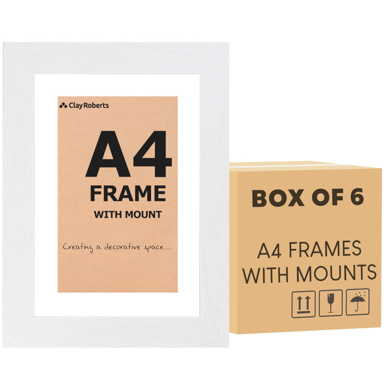 Picture Frame - Set of 6 with Mat, White