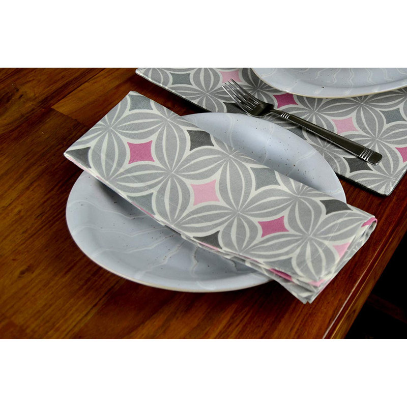 Amethy 100% Cotton Geometric Rectangle Napkin, Blush Pink