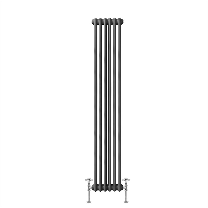 Valda Vertical Traditional 2 Column Designer Radiator, Anthracite, 180cm H x 56cm W