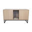 Maison pour chat moderne, 46,89 po x 21,26 po, 26,39 po, 76,4 lb, avec tapis à griffes, convient aux grands espaces intérieurs, panneau de particules et profondeur de la maison, résiste au jeu actif, brun