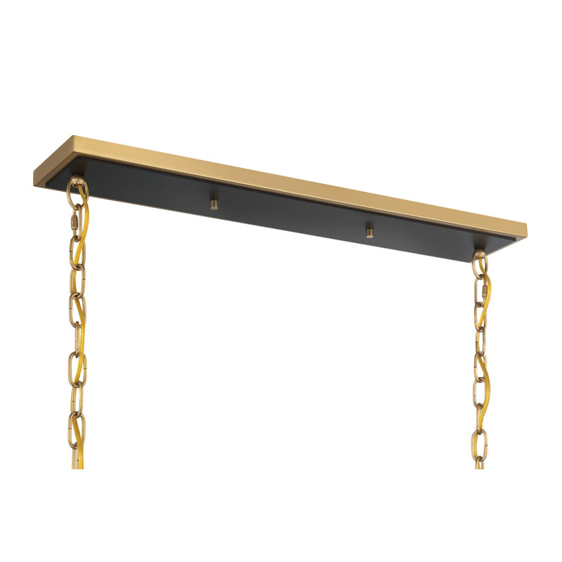 Everly Quinn Paulyne - 6 Light Island In Coal Black & Signature Brass Finish