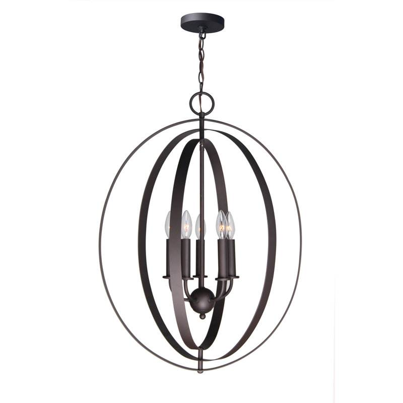 Lustre de globe 5 lumières façon bougie style bougie Lando, Bronze