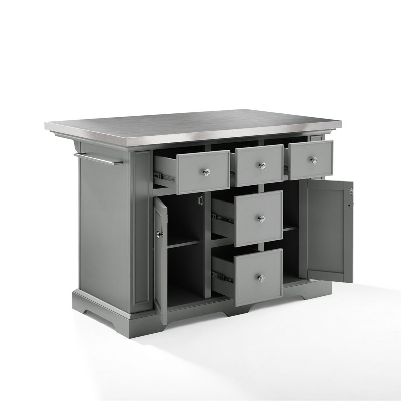 Îlot de cuisine avec support à épices Diamondback, Gris, Acier Inoxydable